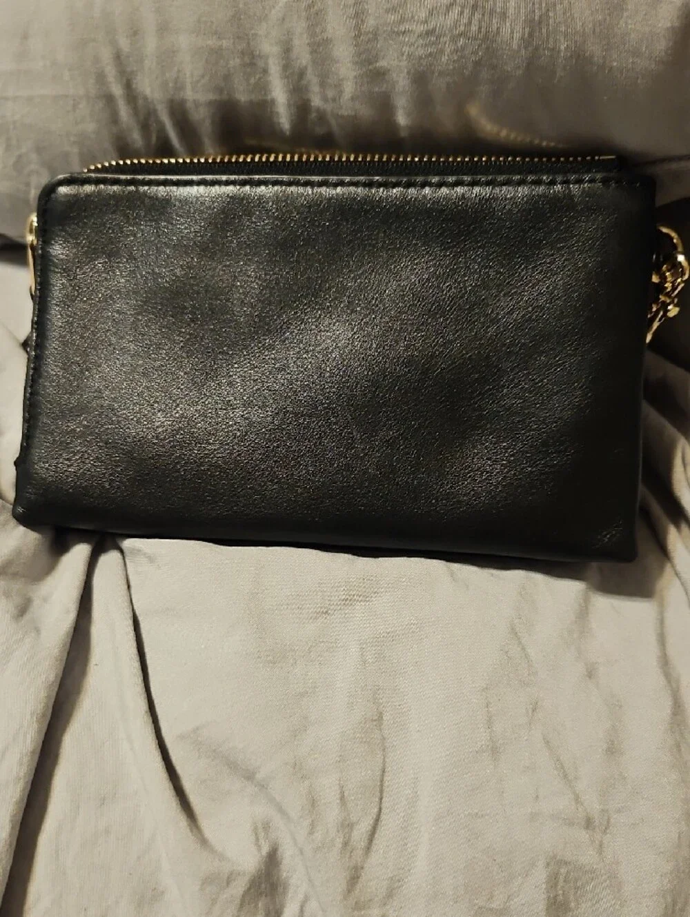 Coach Black Leather Wristlet with Gold Hardware